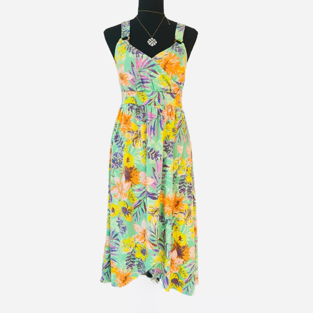 #94 DRESS ~ Women’s Comfy Fit Floral/Tropical Print Hi-Low Dress - Picture 7 of 8